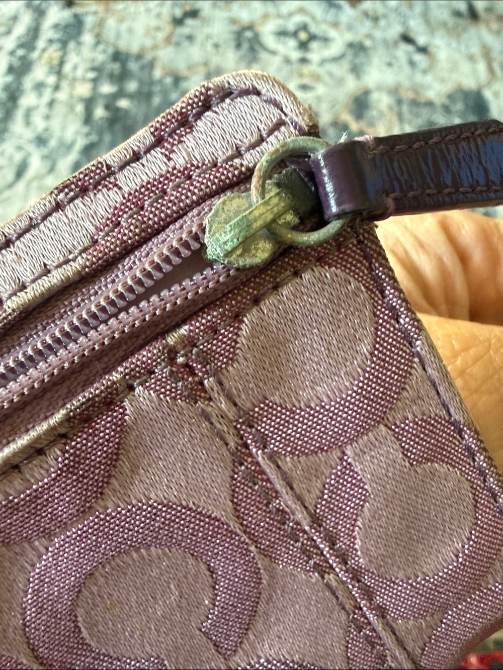 Coach 1941 Purple Signature Bifold Wallet with Patent Trim - Picture 12 of 12